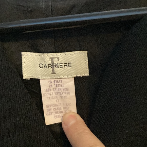 Carriere Femme size 44 black dress sleeveless wool side zipper slit at back - Picture 2 of 5
